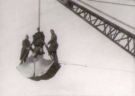 Treblinka staff atop the excavator close view 